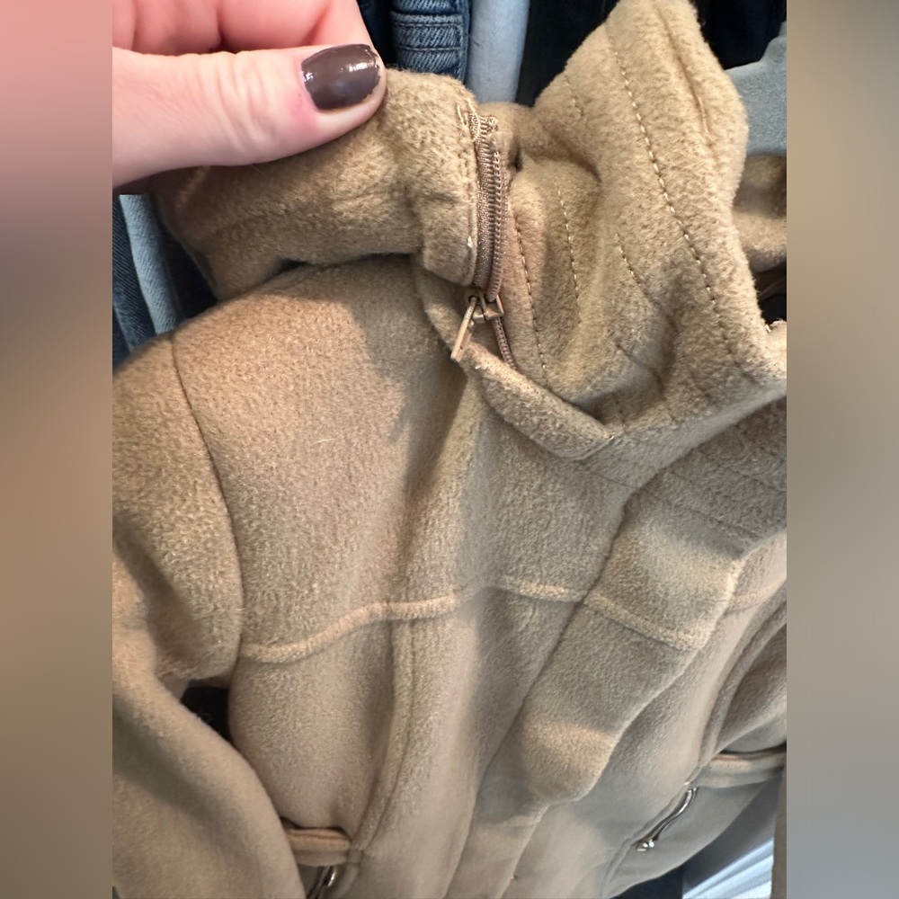 Vince Camuto Wool Blend Coat Camel Hooded Zip Up Jacket Chic Fall Winter Size XS - Picture 13 of 15